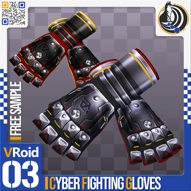 [XWear対応] VRoid用 多色展開 サイバーファイティンググローブ - Cyber Fighting Gloves