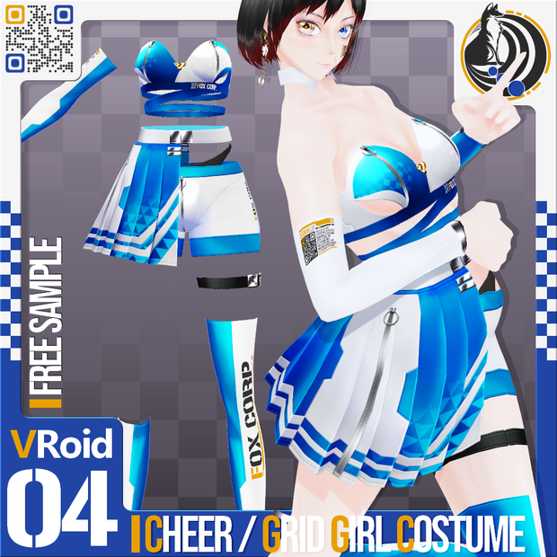 [XWear対応] VRoid用 8色展開 チアガール / グリッドガール コスチューム - Cheer/ Grid Girl Costume 8Colors