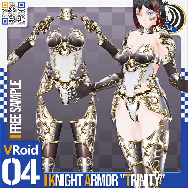 [XWear対応] VRoid用 8x3色展開 騎士鎧 トリニティ - Knight Armor "Trinity" 8x3Colors