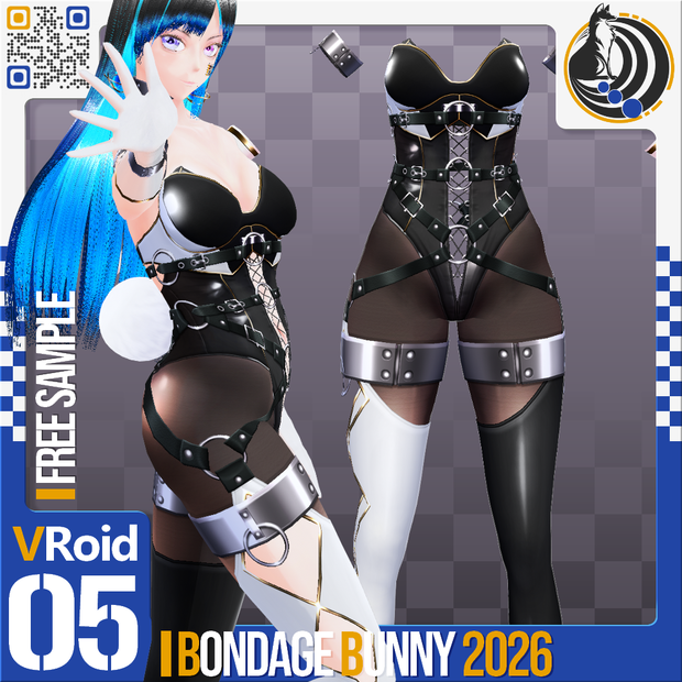 [XWear対応] VRoid用 8色展開 ボンデージバニースーツ - Bondage Bunny Suits 8Colors
