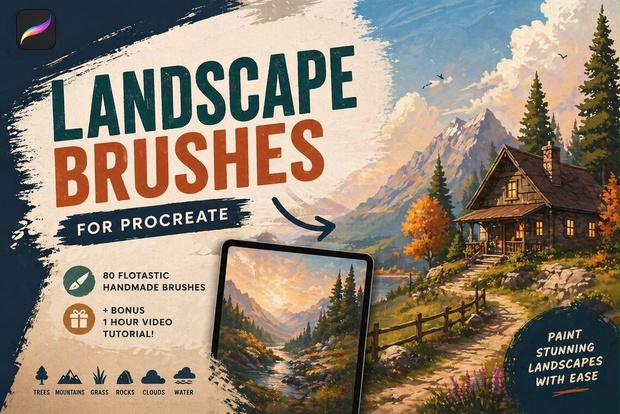 ScenicFlow Landscape Brushes for Procreate - PixelBrush Supply - BOOTH