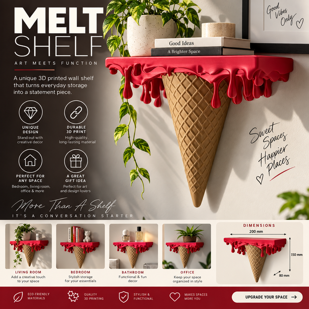 MELT SHELF — 3Dプリント製ウォールシェルフ（存在感のあるデザイン）