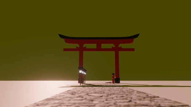【Blender】鳥居と柵と灯篭と｜Torii gate, fence and lanterns.