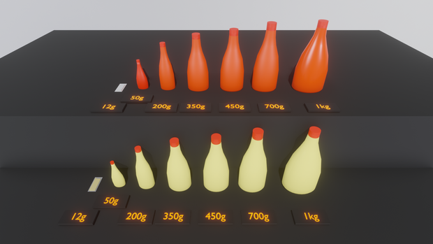 【Blender】マヨーネーズ＆ケチャップ、略してマヨケチャ。各種｜Mayonnaise & Ketchup, or Mayokecha for short.