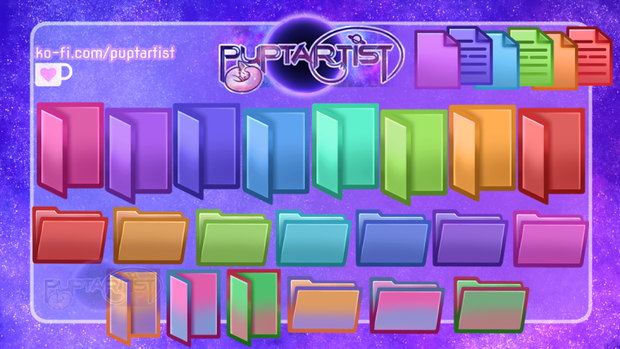 Gradient Desktop Folder and File icons for PC/Windows