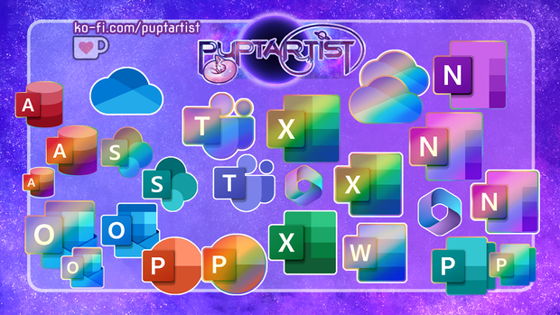 Microsoft 365 Suite Rainbow and Outlined desktop icons