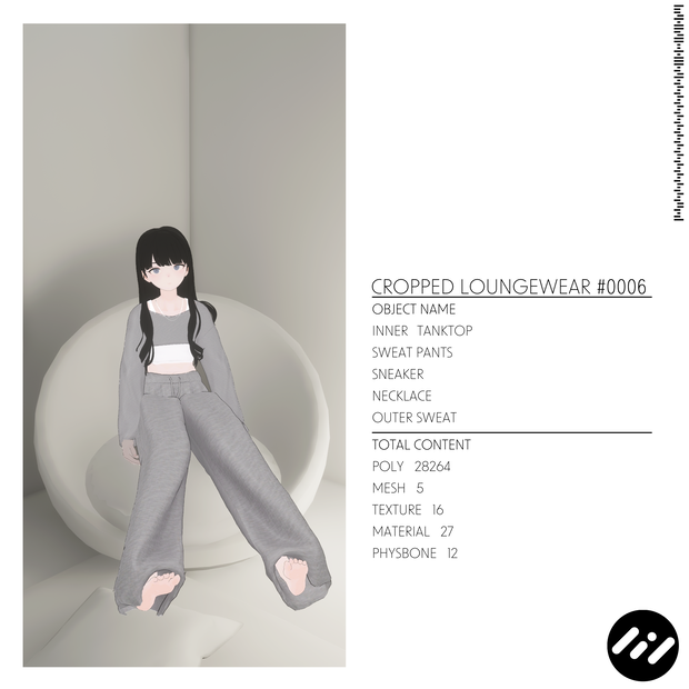 【4アバター対応】Cropped Loungewear #0006