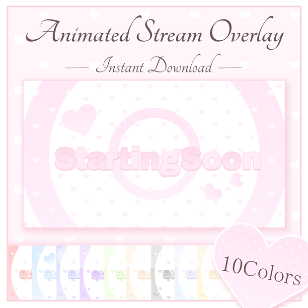 動くハート配信画面｜StartingSoon