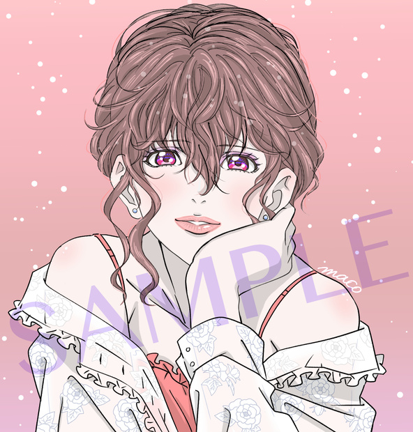 ガーリーイラスト素材　りいな×ピンク