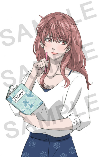 りいな　メモを取る（背景透明 PNG 150dpi ）608 × 923px