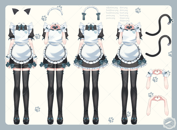 Vtuber向け素材♥ネコミミメイド服着せ替えセット！