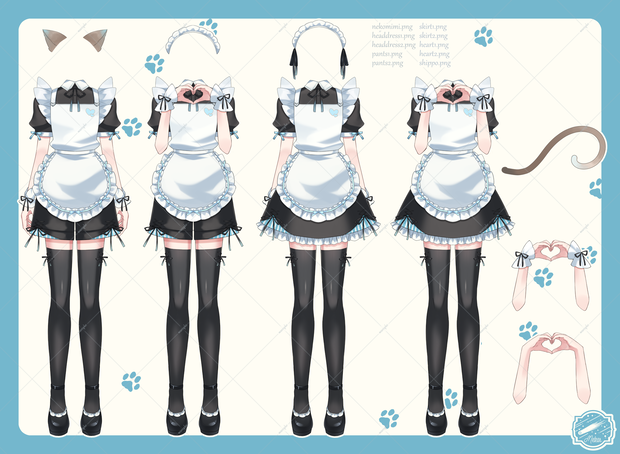 Vtuber向け素材♥ネコミミメイド服着せ替えセット！②