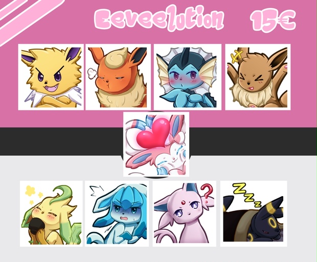 |-50%] Emotes Bundle Pokémon - Eeveelution - emethyste - BOOTH