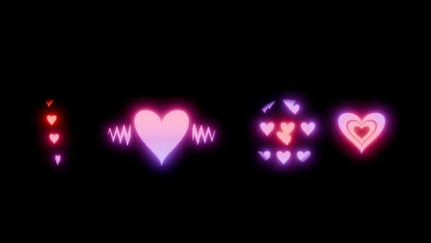【Blender】　ハートエフェクト2D💛　Heart effect2D