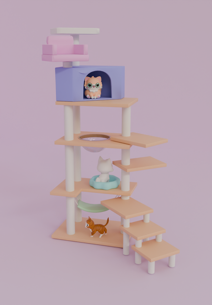 【Blender】かわいいキャットタワー kawaii cat tower【VRChat】
