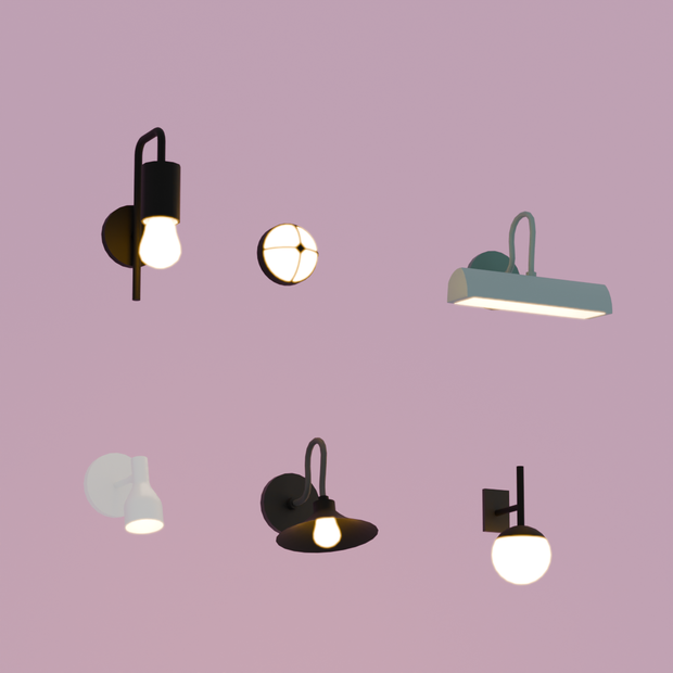 【Blender】ブラケットライト6点セット Bracket Light 6-Piece Set【VRChat】