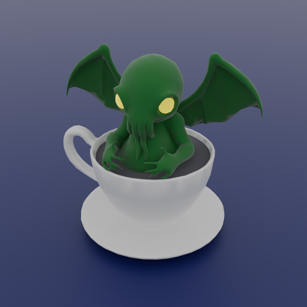 【Blender】ティーカップに入ったクトゥルフ Cthulhu in a teacup