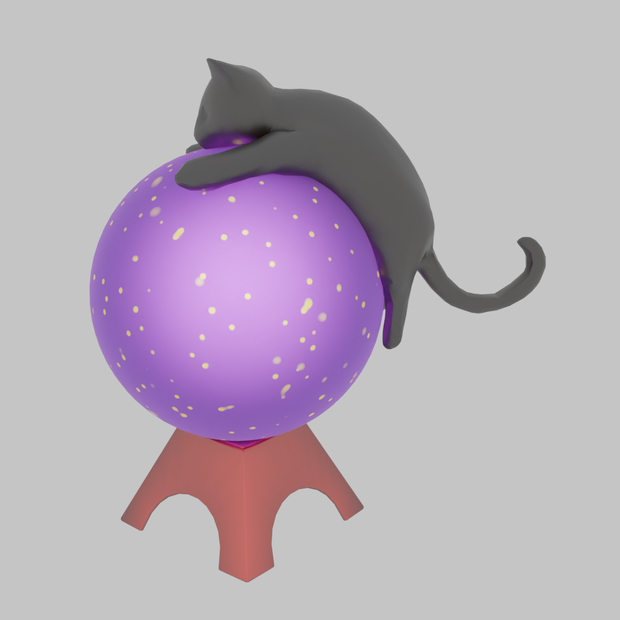 【Blender】 ボールにしがみつく猫のライト Cat lights clinging to ball