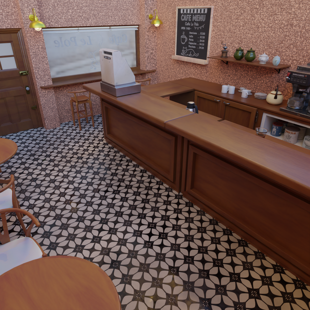 【Blender】 小さなカフェ『Le Pole』　Small cafe “Le Pole"