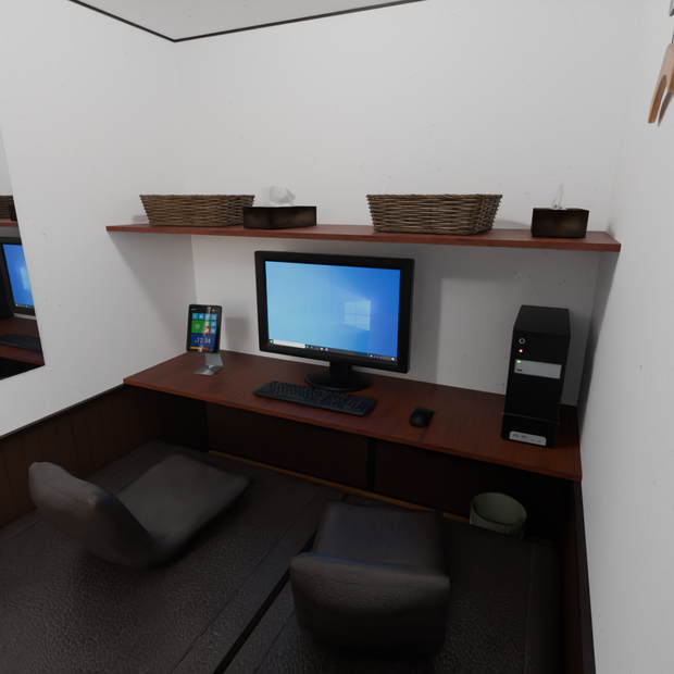 【Blender】 ネットカフェの個室とペア室セット Internet cafe private rooms and pair rooms set