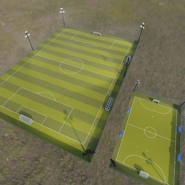 【Blender】 サッカーコートとフットサルコート　Soccer field and futsal court