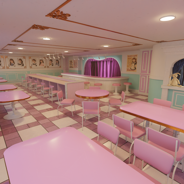 【Blender】メイドカフェ　Maid Cafe