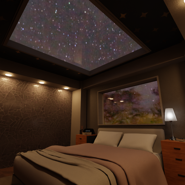 【Blender】夜空の見えるベッドルーム　A bedroom with a view of the night sky