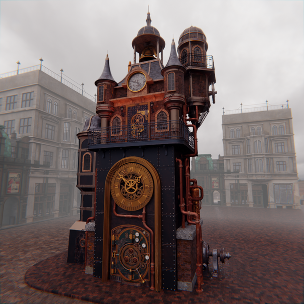【Blender】 スチームパンク時計台【Steam Clock Tower】