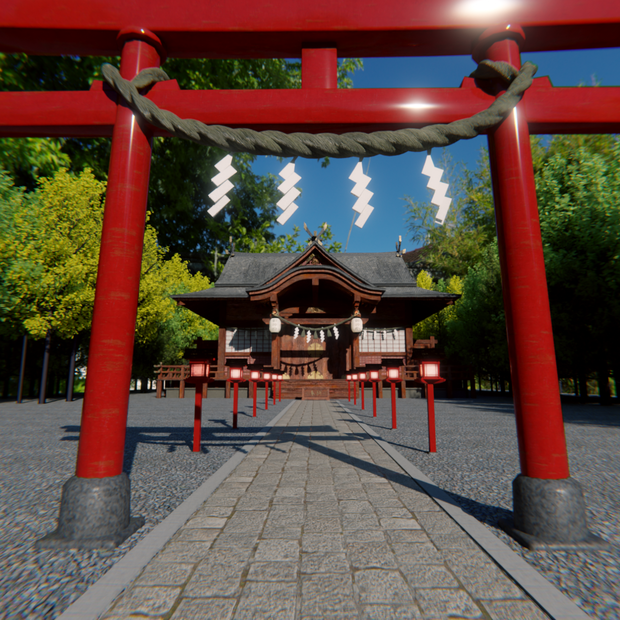 【Blender】和風神社