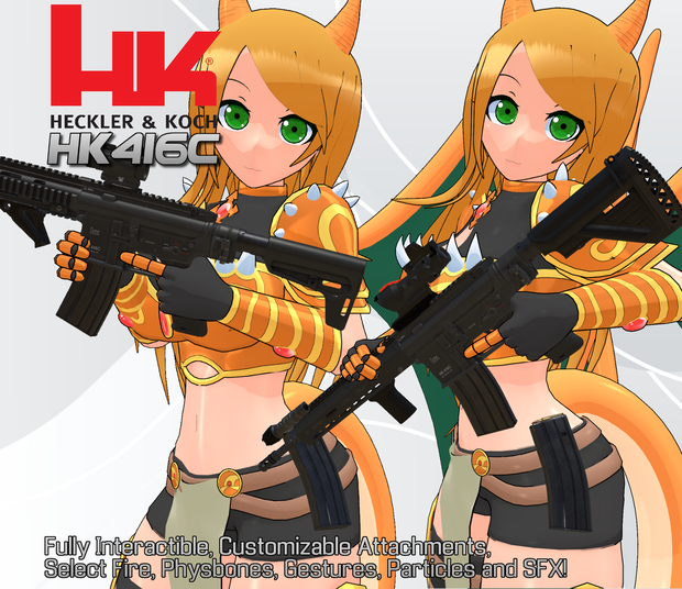 HK416C Assault Rifle | PhysBones / Gesture Controlled