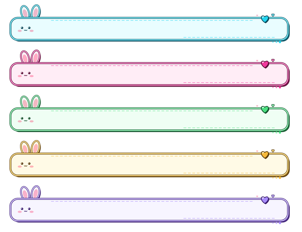テロップ枠 うさぎ耳 かわいい ハート付き 5色セット（メンカラ対応）