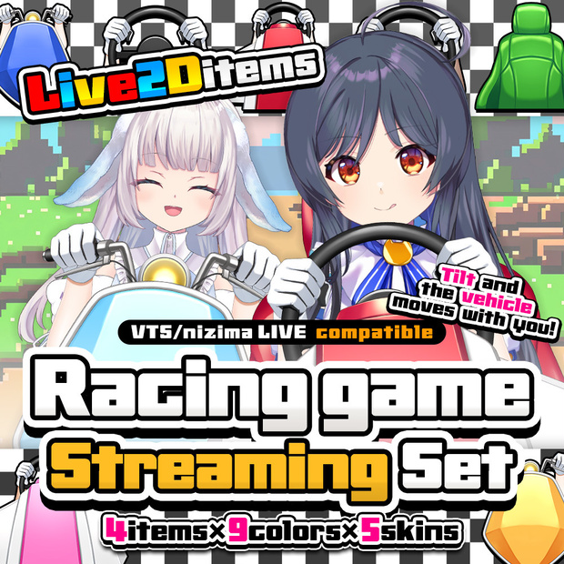 Live2D Animated Racing Stream Asset Set for VTS