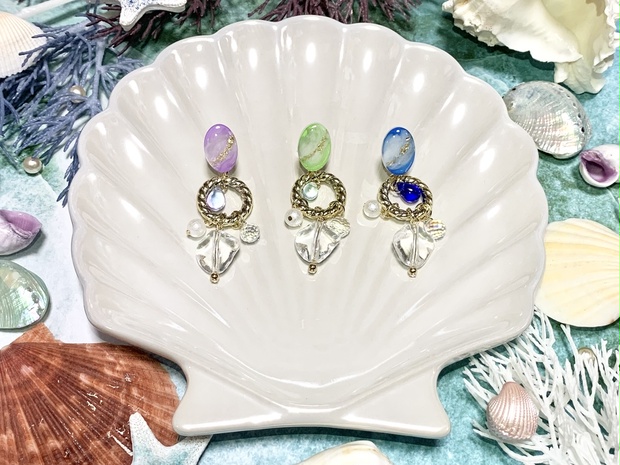 海の天然石 イヤーアクセサリー - Milk Crown+ - BOOTH