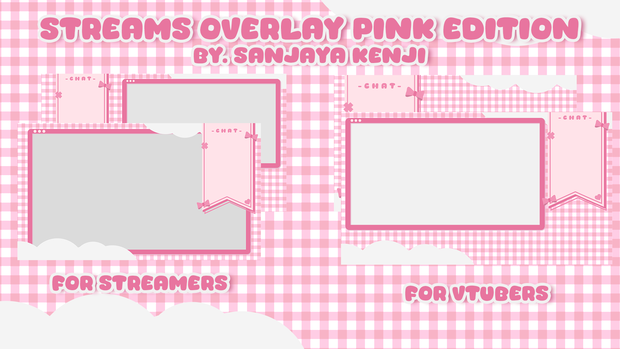 [Bundle] Streams Overlay for VTuber and Streamers (Pink Edition) With PSD and AEP File