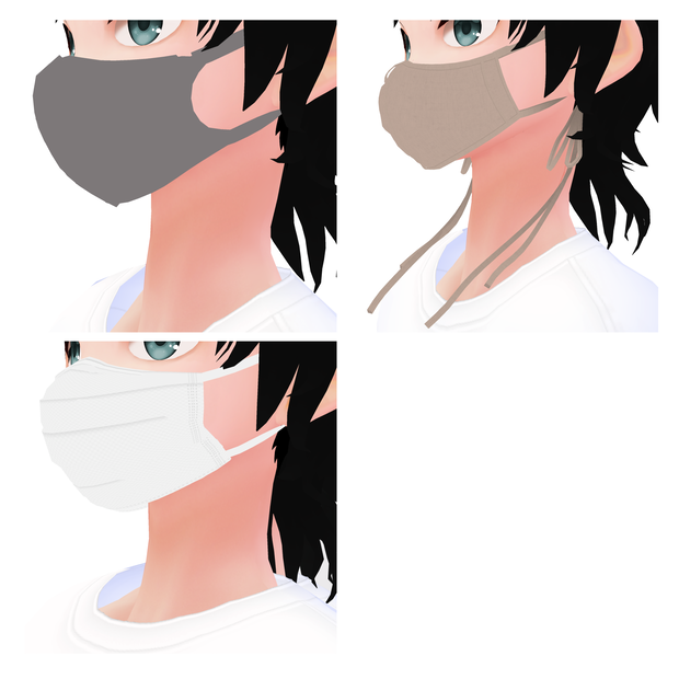 【VRoid】マスク3種セット face mask