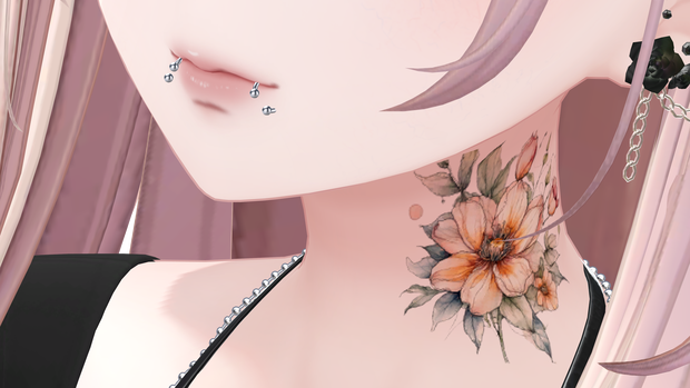VRC想定　Water Color Tattoo ✿Flower01✿　おまけ有！