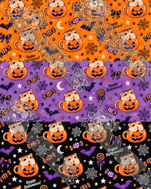 ハムスターのハロウィン デジタルペーパー｜全3色・背景素材