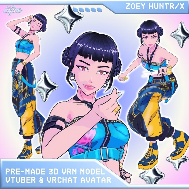 Huntrix Zoey K-Pop Demon Hunters Pre-made 3D VRM Model | VTuber & VRChat Avatar【3Dモデル】