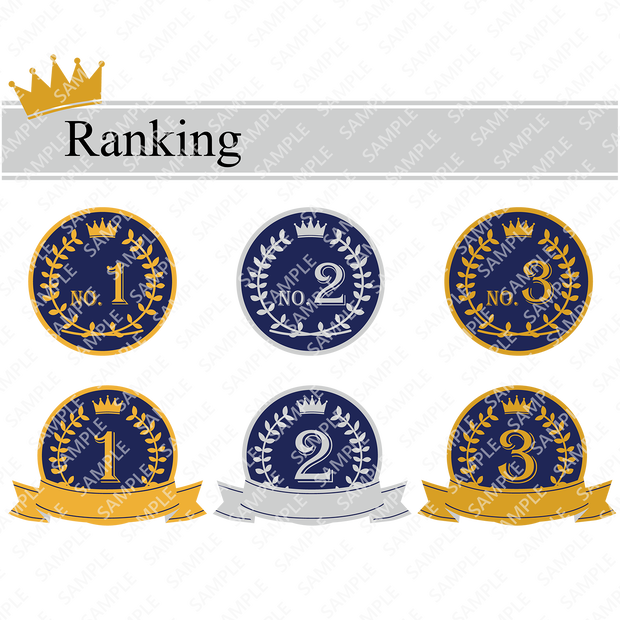 ランキング　No,1 2 3 マーク　セット