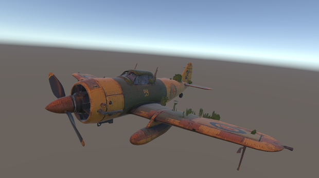 錆びたレシプロ戦闘機 3Dモデル｜廃墟・放棄表現向け（Unity対応）
