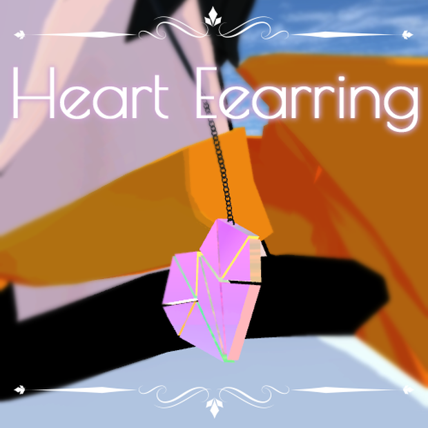 【3Dモデル】 Heart earrings & Pins 『 Captain 』