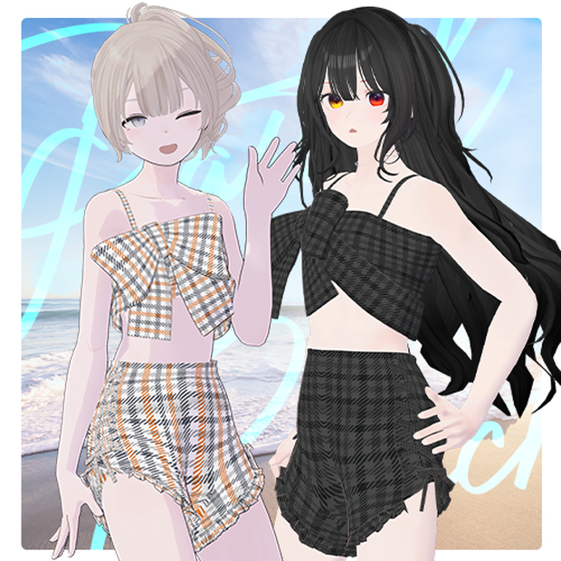  🌊Pastel check Monokini🌊  - 【 VRC Clothes 】