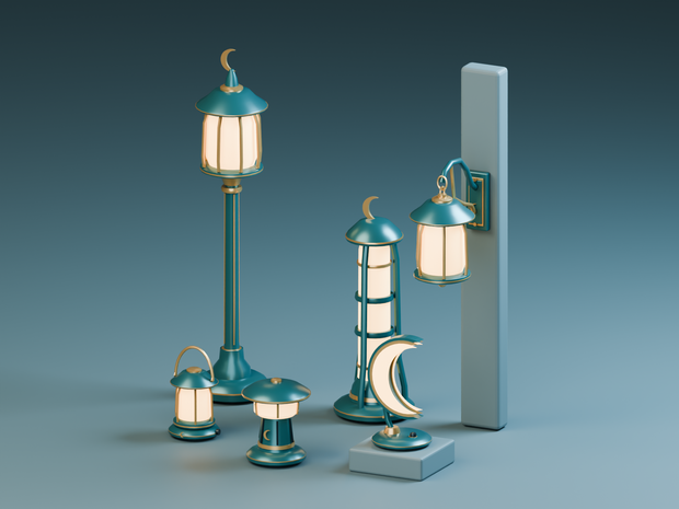 Moonlit Lanterns｜月夜の灯り 6点セット【3D小物 / Unity・FBX・Blender】