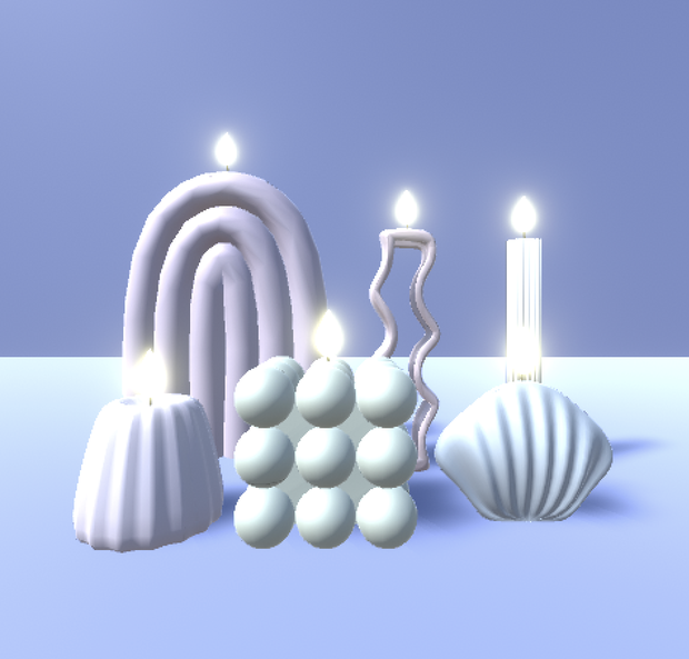 (VRChat向け3Dモデル) 灯りゆらめく6種類のキャンドルセット