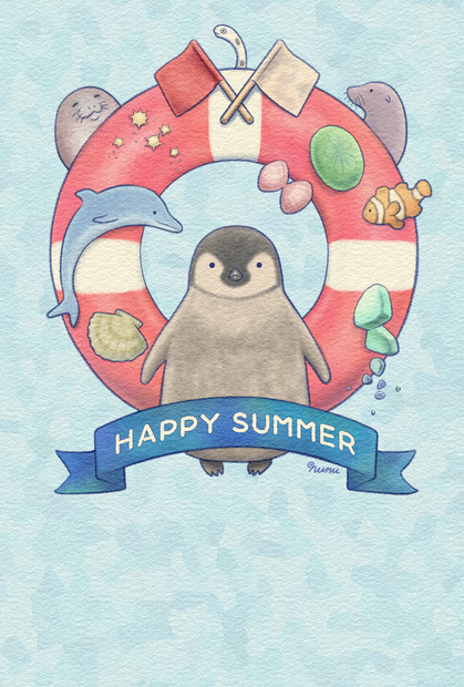 無料DL - フリー のペンギンくんのサマーカード（印刷データ）