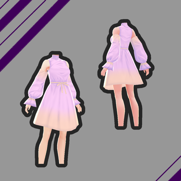Vroid | Faded Orange Dress | 色あせたオレンジのドレス