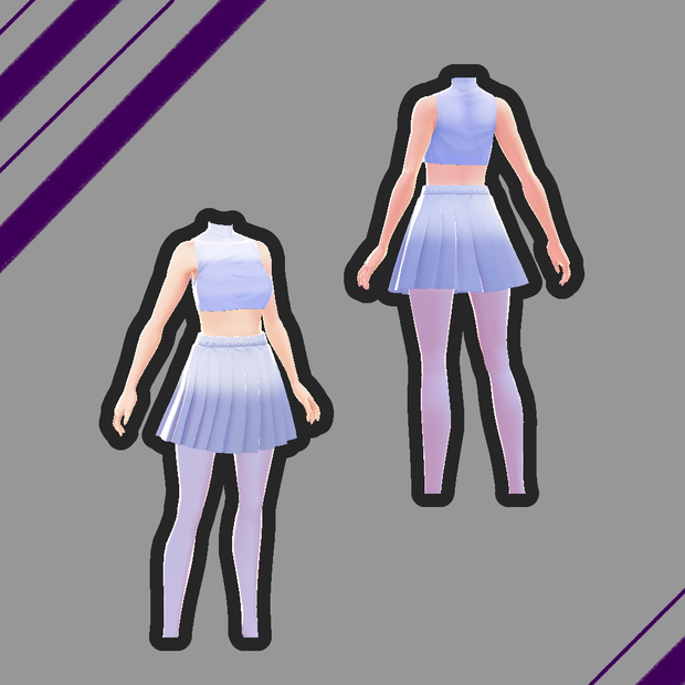 Vroid | Soft Blue & White Outfit | ソフトブルーとホワイトの服