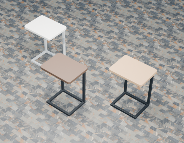 【VRChat想定／3Dモデル】C字型モダンサイドテーブル 3カラーセット｜UnityPackage・GLB　C-Shaped Modern Side Table - 3 Color Set