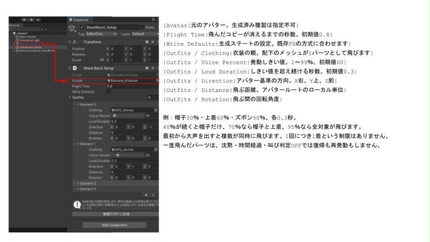 【VRChatアバター用】叫ぶと衣装が弾け飛ぶ！ShoutBurst｜衣装登録式ギミック