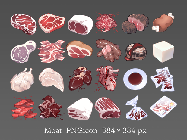 少し不穏な『お肉』アイコン素材